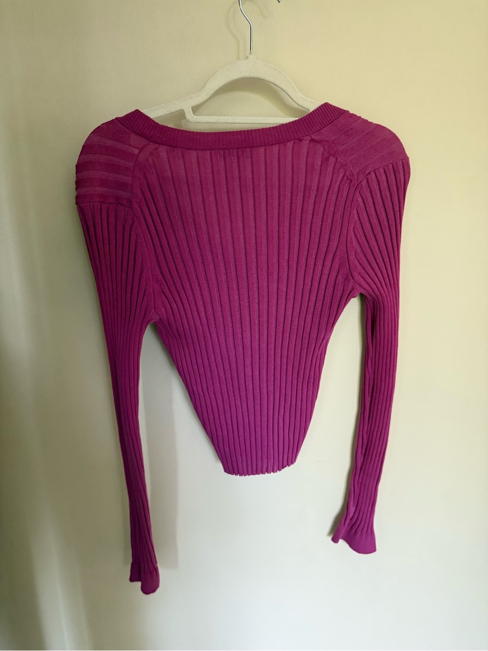 Vince Bright Fuchsia Ribbed Button-Front Cardigan - Picture 3 of 4